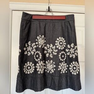 Ann Taylor Charcoal Skirt with White Floral Design